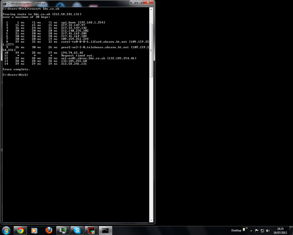 Tracert BBC