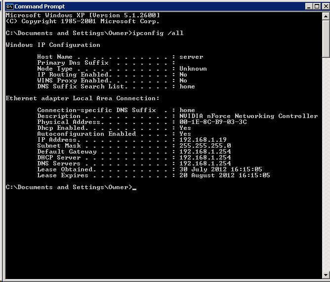 ipconfig/all