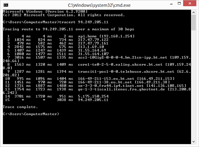 tracert test