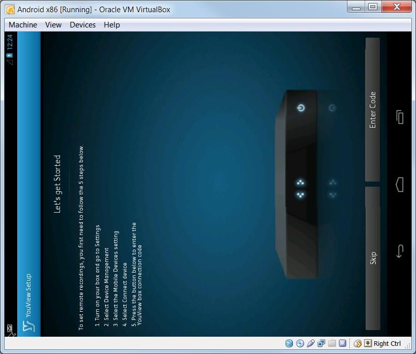 Android Virtual Machine running youview