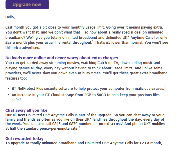 Upgrade to BT Unlimited Broadband Extra at a disco... BT Community