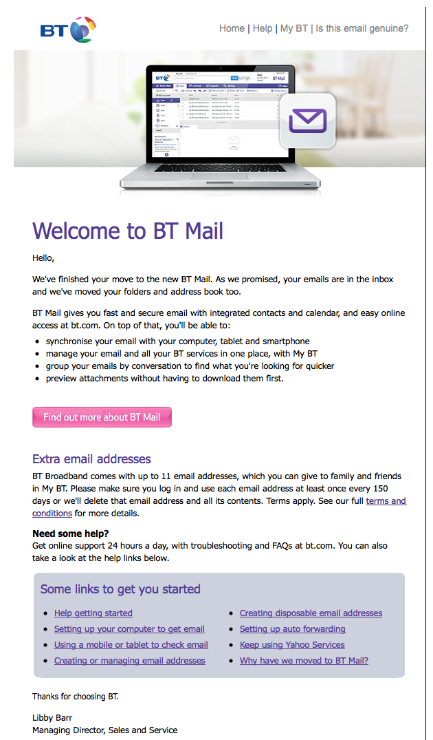 Solved: Email Informing You Of The Migration Of Your BT Ya... - BT ...