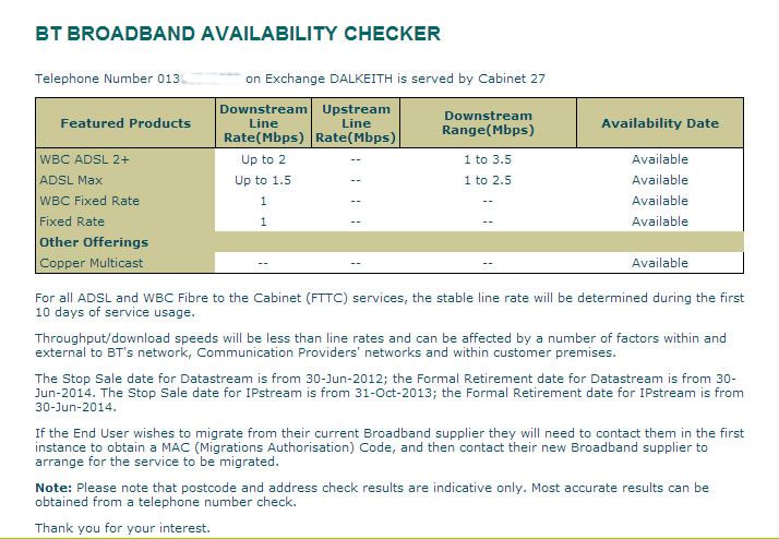 No FTTC showing