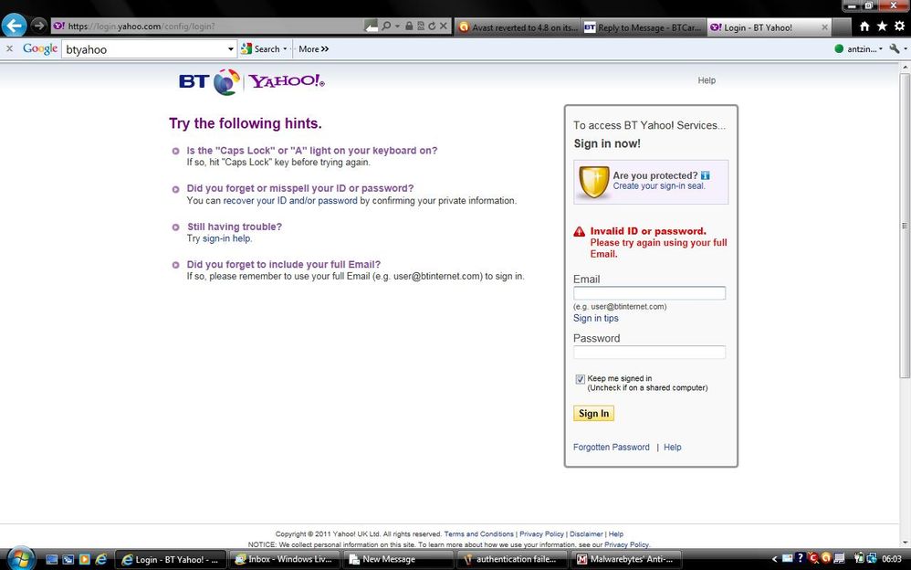 Authentication Failed on BTYahoo.jpg
