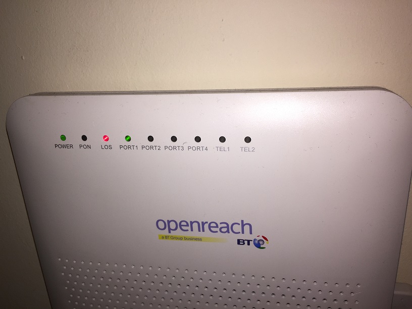 Solved Infinity 'fibre to the home' not working LOS red... BT