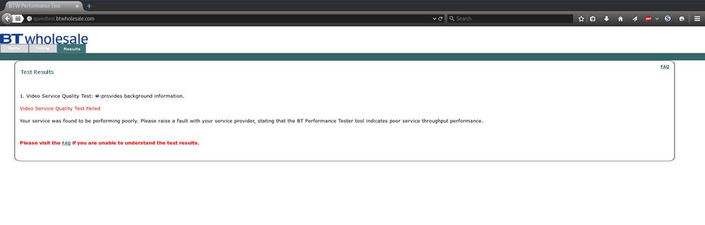 Bt wholesale speed test failed 14 May 2015