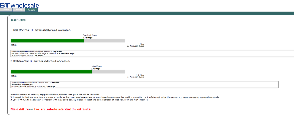 Speed test after removing and reinserting cable