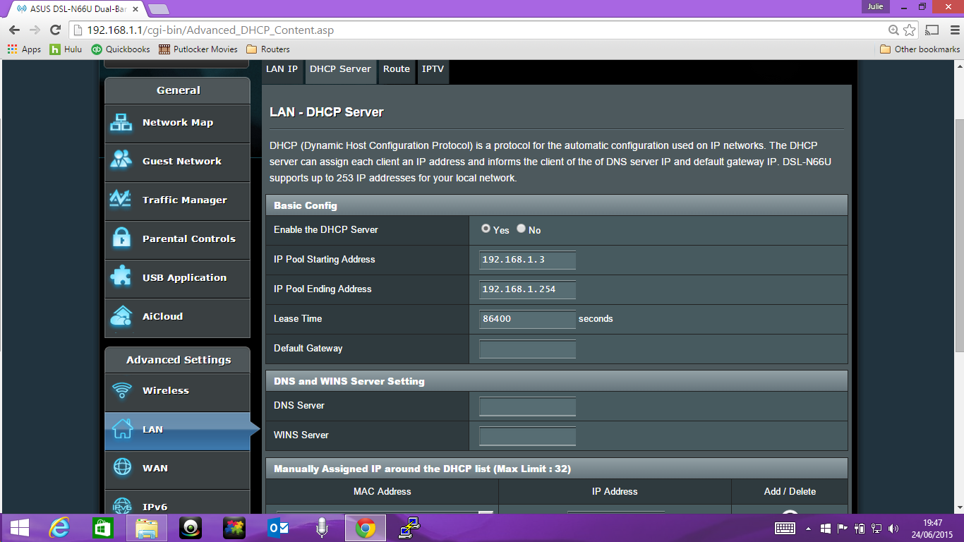 Asus DSLN66U router settings IPTV BT Community