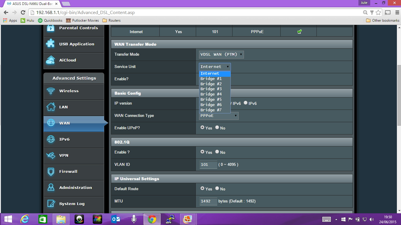 Asus DSLN66U router settings IPTV BT Community