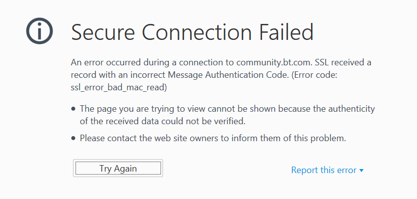An error occurred during a connection
