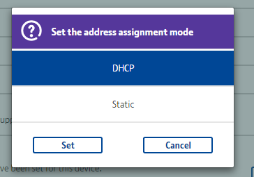 DHCP Static Option screen