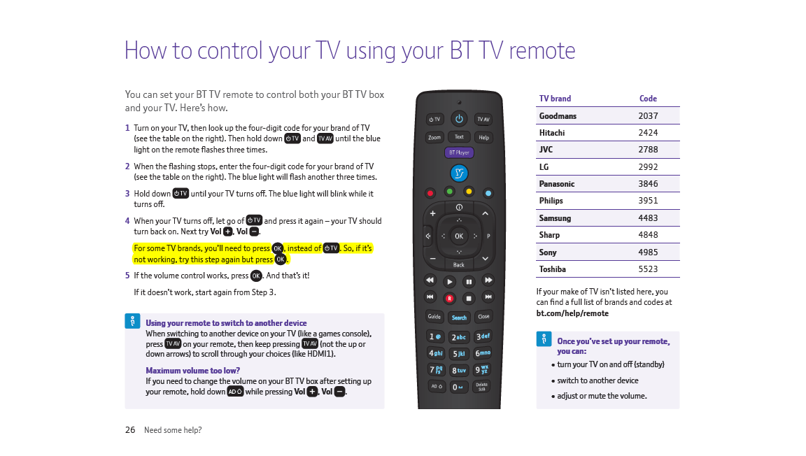 Poor Remote Control Operation BT Community