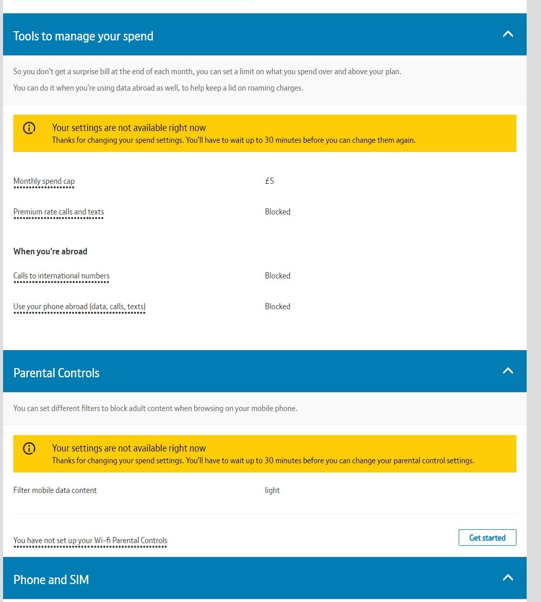 Unable to change settings "My BT" Page BT Community