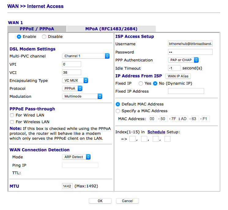 Router settings will not work on Draytek with a sl... - BT Community
