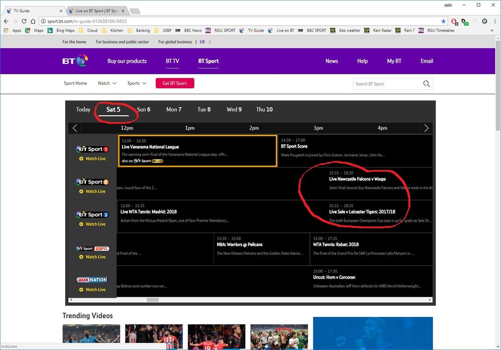 Solved: "Live on BT Sport" - does not match TV Guide. - BT Community