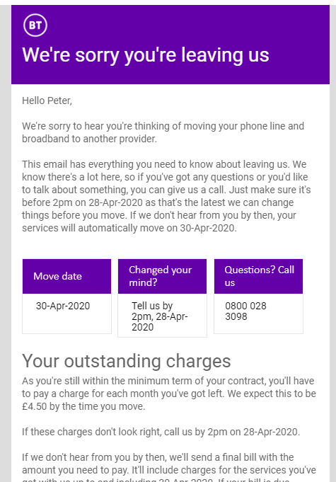 Solved: Outstanding charges on closing account £4.5 bill w... - BT ...