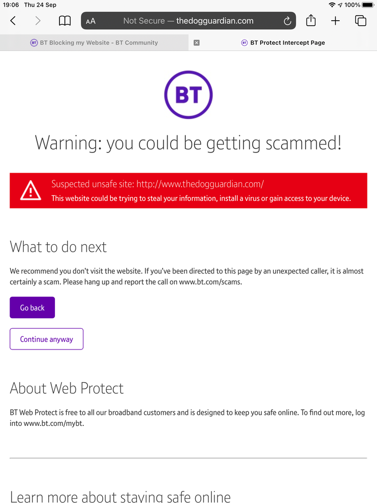 BT Blocking my site BT Community