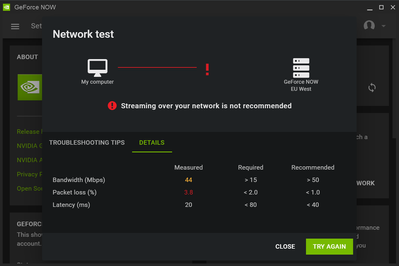 Lower than expected bandwidth with higher than expected packet loss