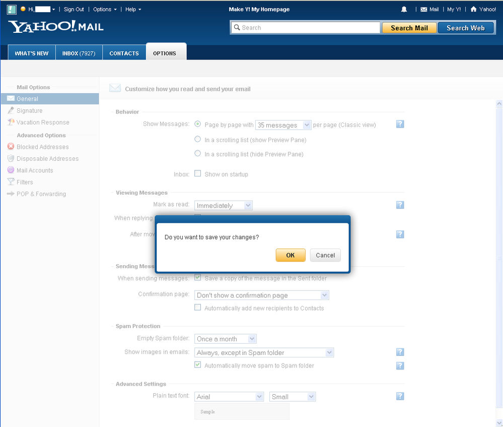 Yahoo mail options 3