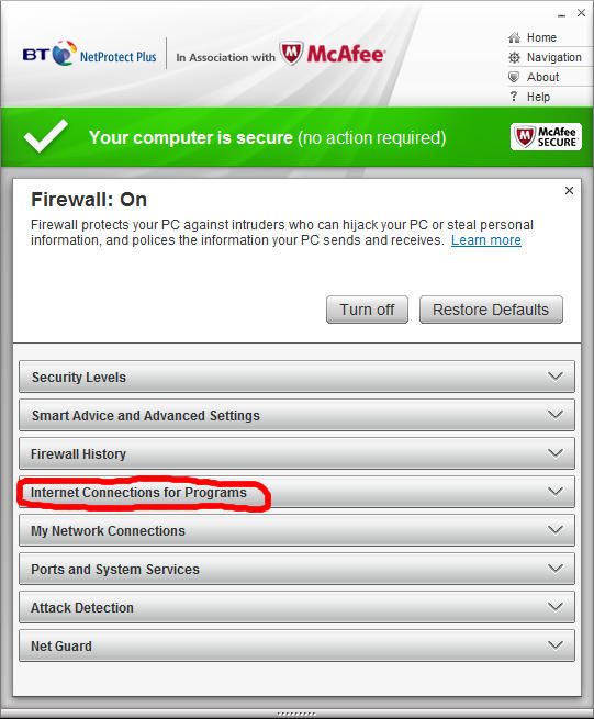 Firewall Settings.