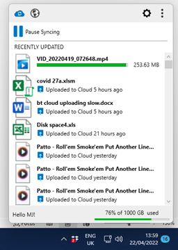 Upload started again