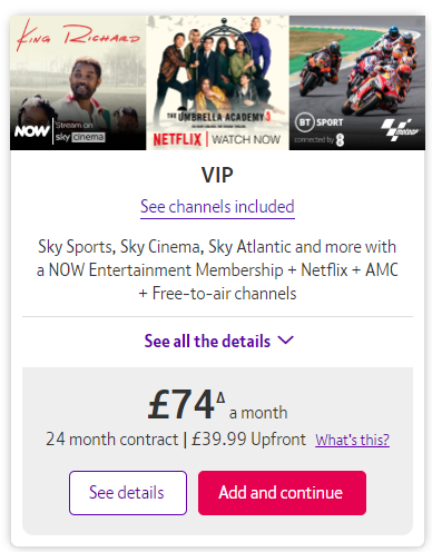 Standard VIP pricing