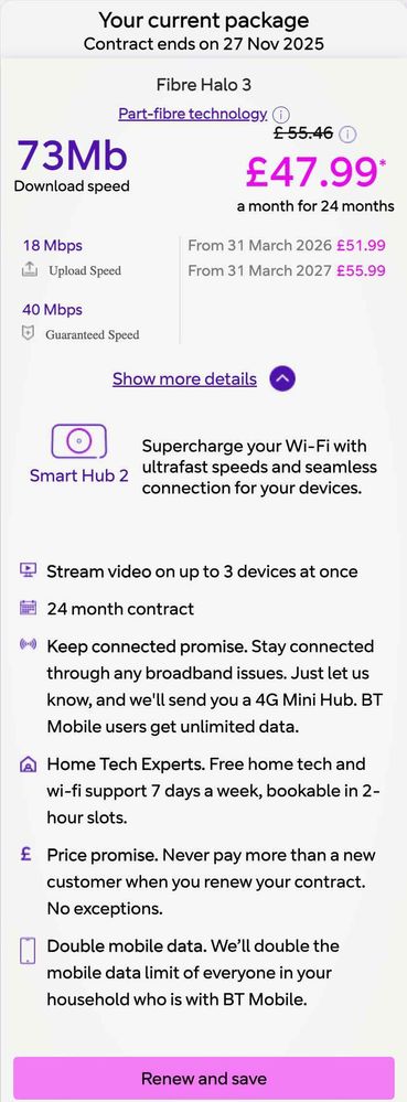 Broadband Renewal Offer from BT